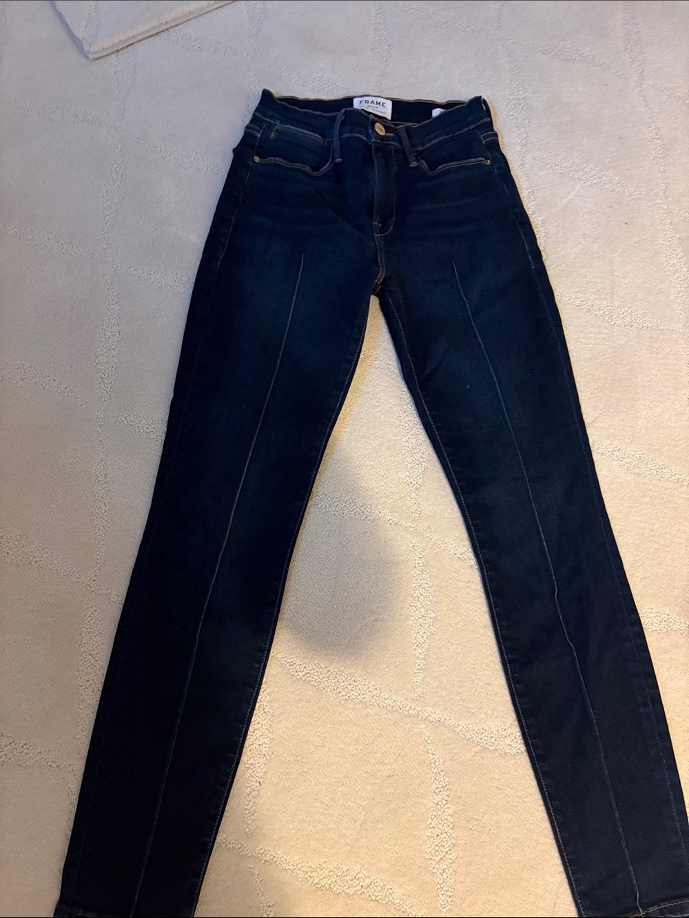 Frame Denim Navy High-Rise Skinny Jeans